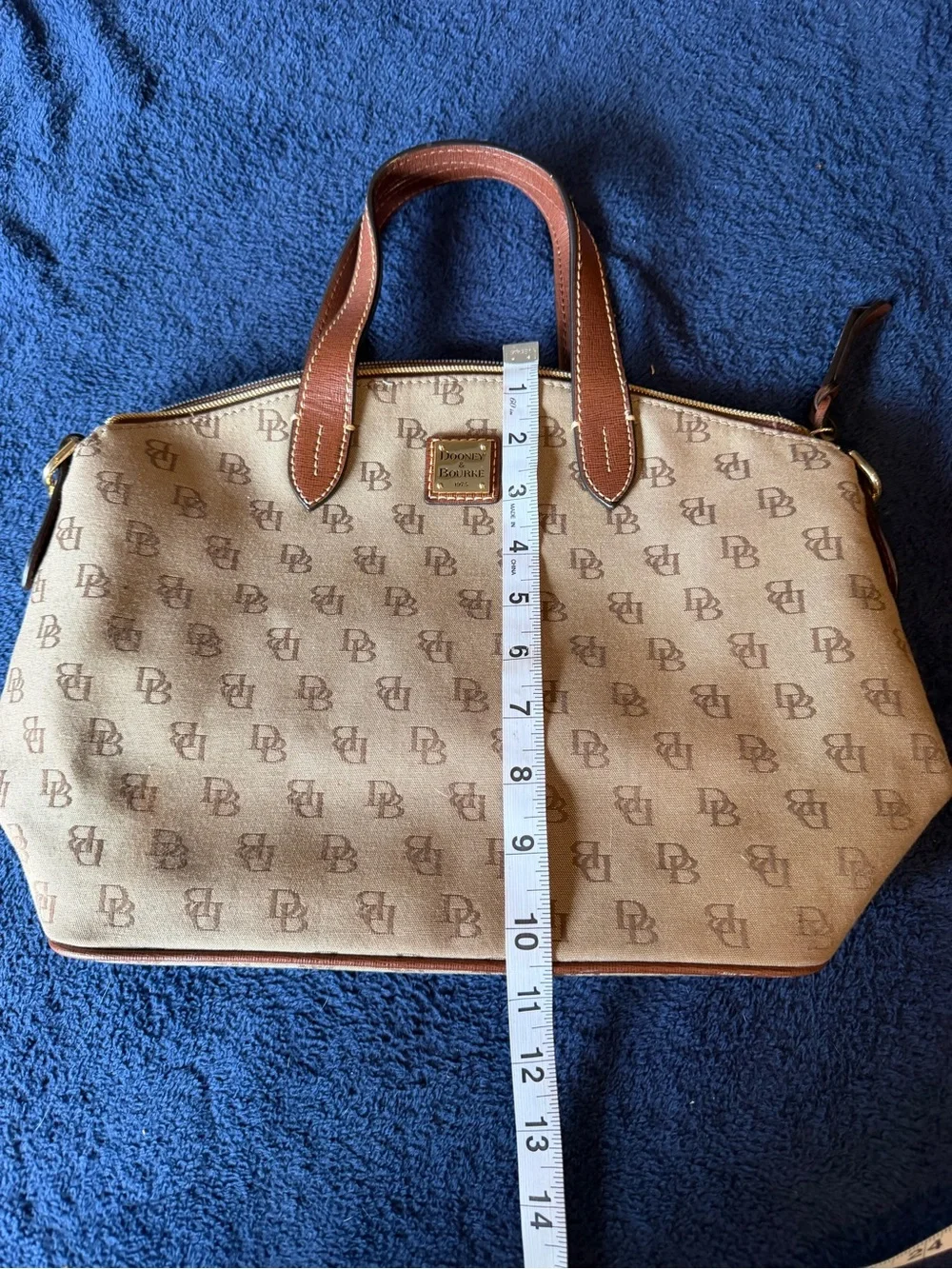 Dooney & Bourke Tan Signature Tote with Brown Leather Trim
